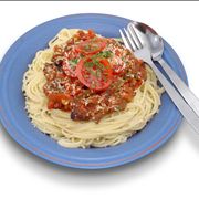 Spaghetti in Blue Plate